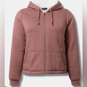 TORRID Fleece Fur Lined Bomber. Rose Taupe Color.  NWT